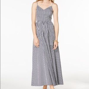 Maison Jules Navy Blue Gingham Maxi Dress